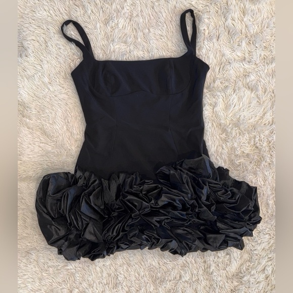 NWOT HOUSE OF CB Lilou Black Ruffle Square Neck Mini Dress - Picture 8 of 10